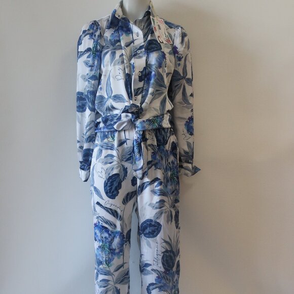 Bululu Pants - NWT Womens Bululu Espanola Blue Blouse, Aruba Elephant Satin Pants M Set